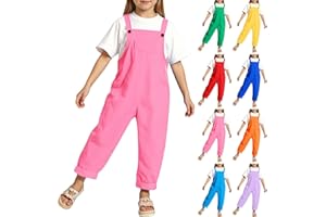 Tween Girls Bib Overalls Baggy Straight Leg Jumpsuit Sleeveless Summer Casual Romper Boys Cotton Cute School Preppy Clothes