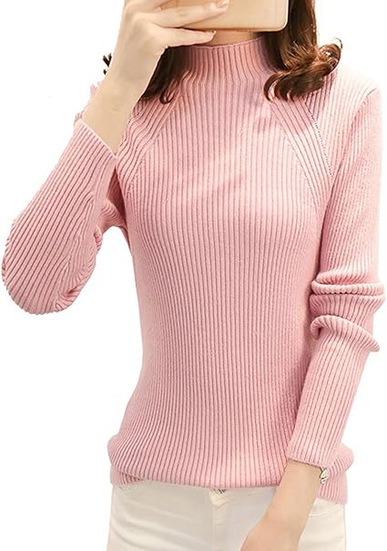 Amazon Co Jp ウスランナ Usulaner セーター レディースファッション 秋冬 女装 長袖ハイネック ニット カットソートップス 厚手 ピンク 服 ファッション小物