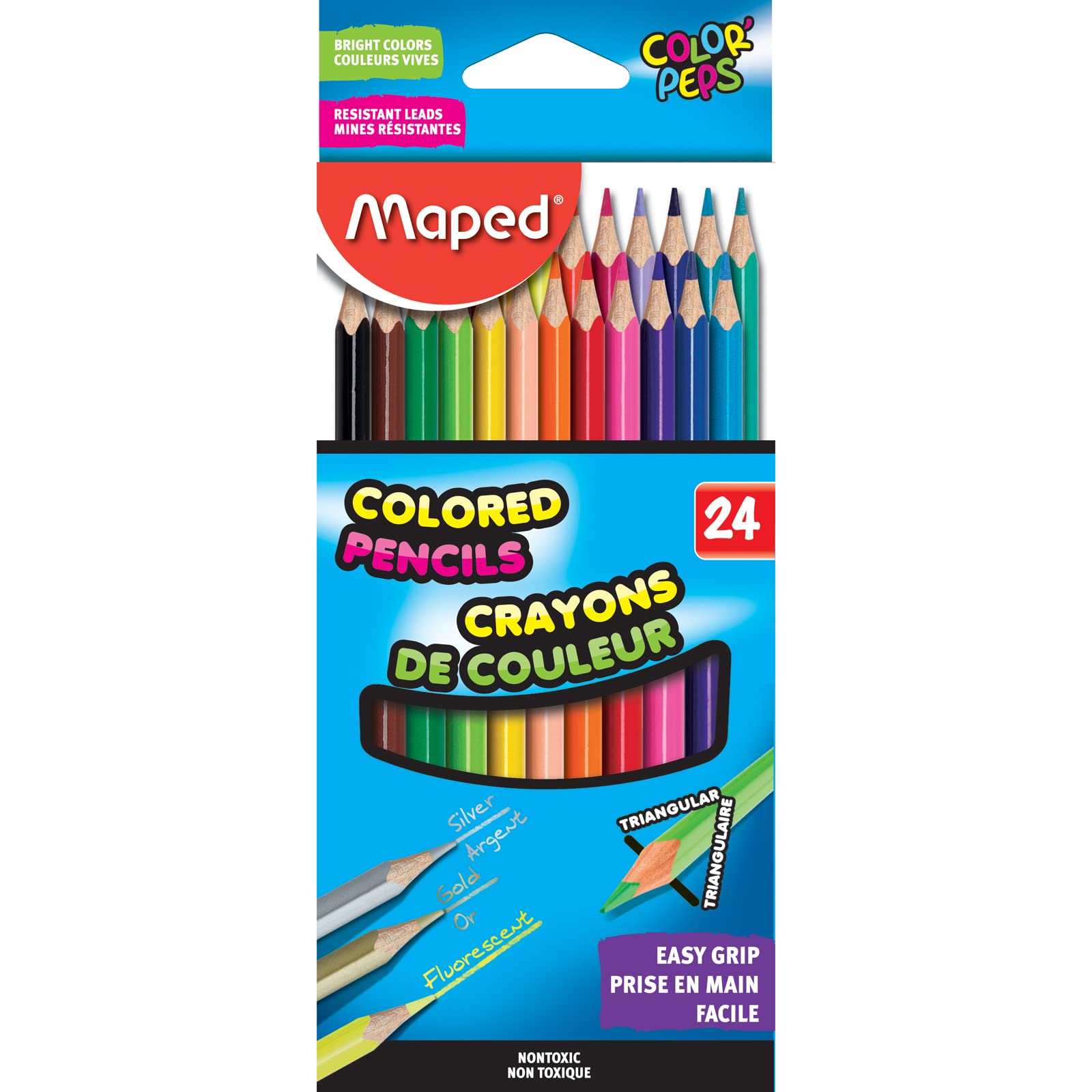 Photo 1 of Maped Helix USA - Color'Peps Triangular Colored Pencils, 24 Pack - Art Project Creation - Vibrant Colors - Quality Art Supplies for Professionals and Hobbyists