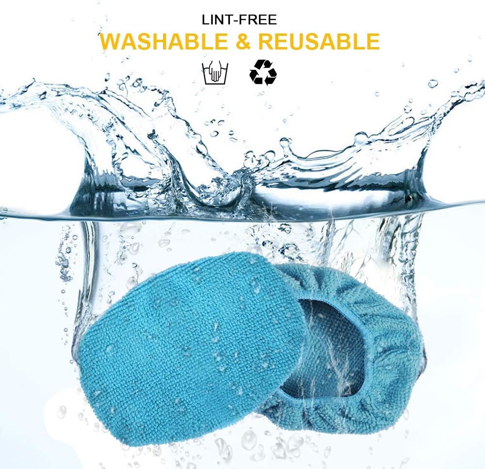 eFuncar Car Care Microfiber Cloths for Windshield Cleaning Tool, Windshield Cleanner Wand Replaceable Glass Cleaning Bonnets, Interior Auto Window Cleaner Washing Pads, Fit 5”, Blue, 5 Pack: Automotive
