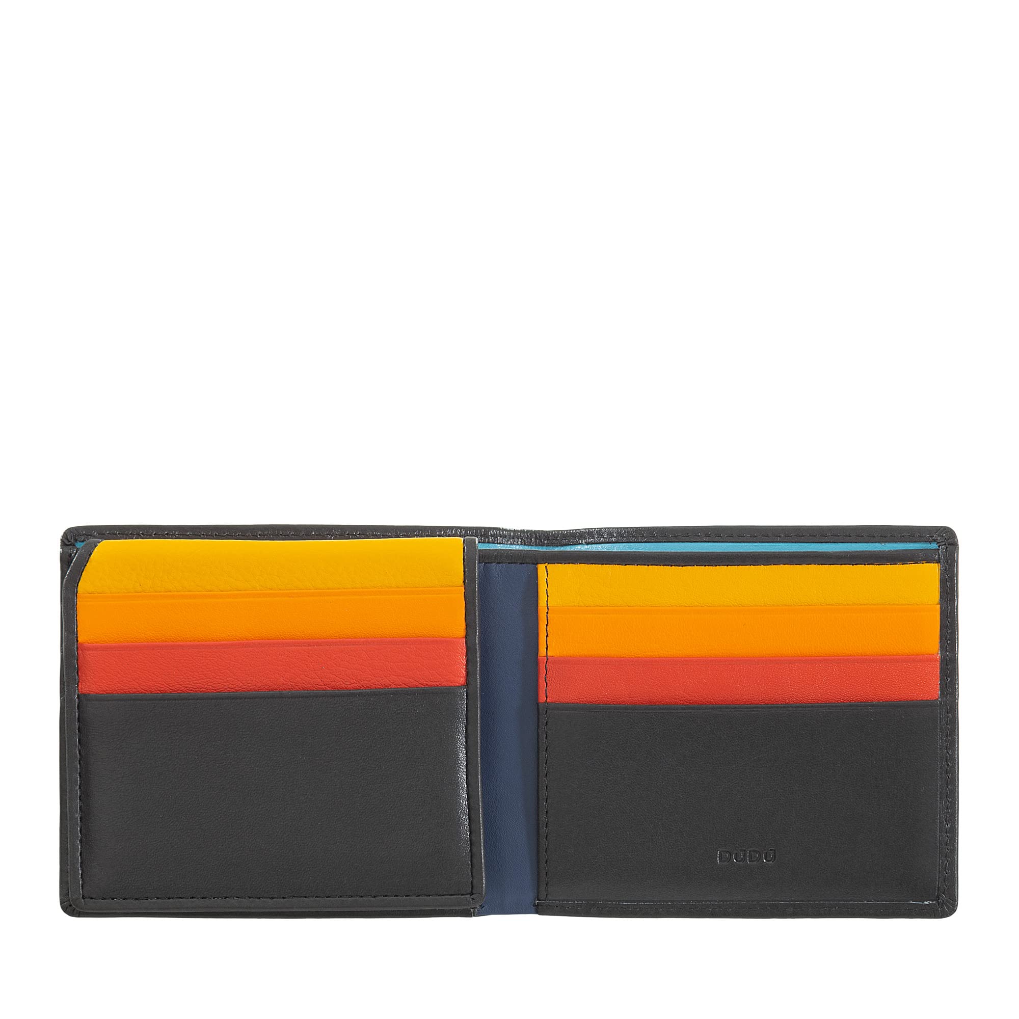 DUDU Small Man's Multi-Colour Soft Leather RFID Wallet Credit Card Holder Black
