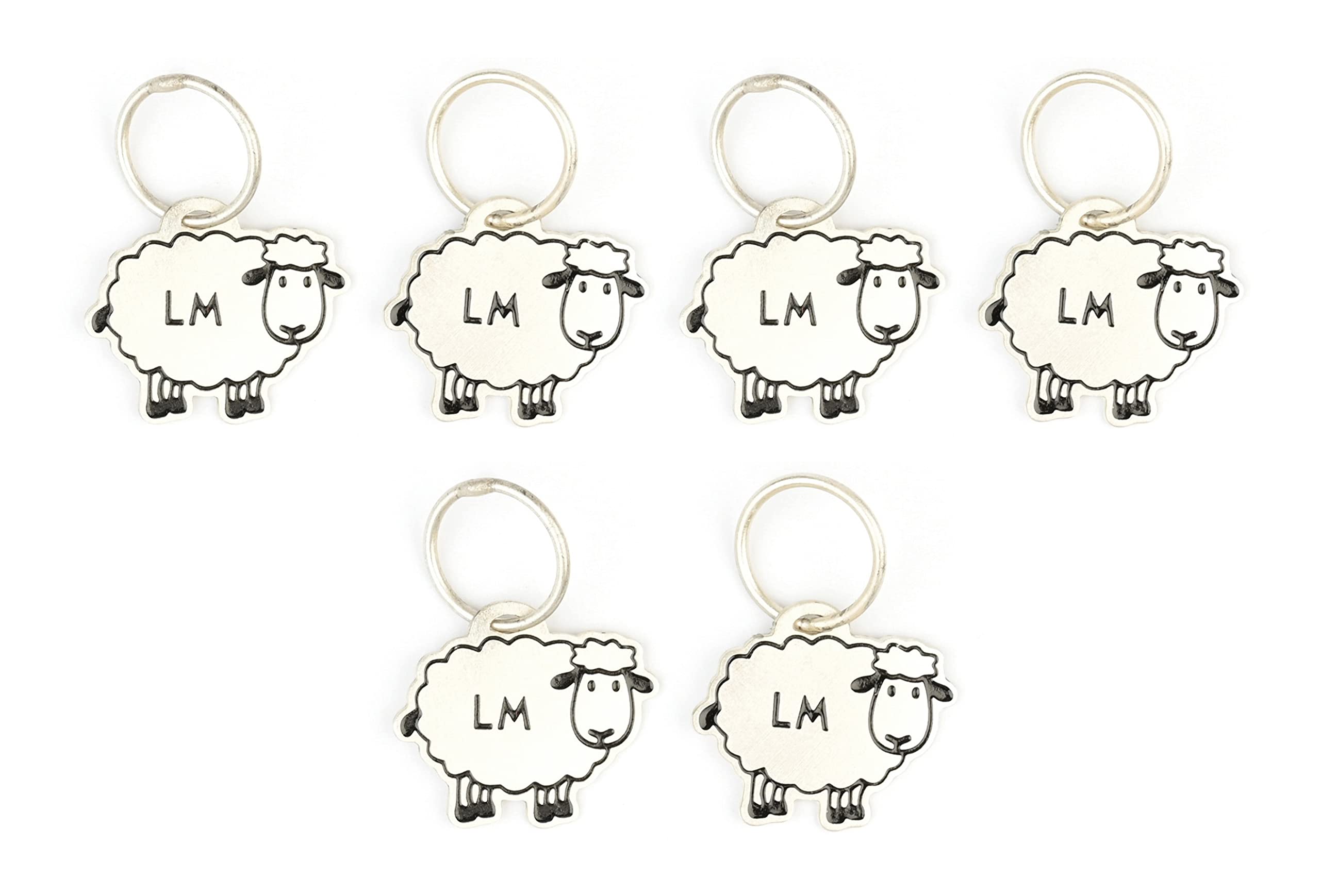 Lantern Moon - Lantern Moon Meadow Metallic Silver-Plated Sheep-Shaped Knitting Ring Stitch Markers - 6 Pieces