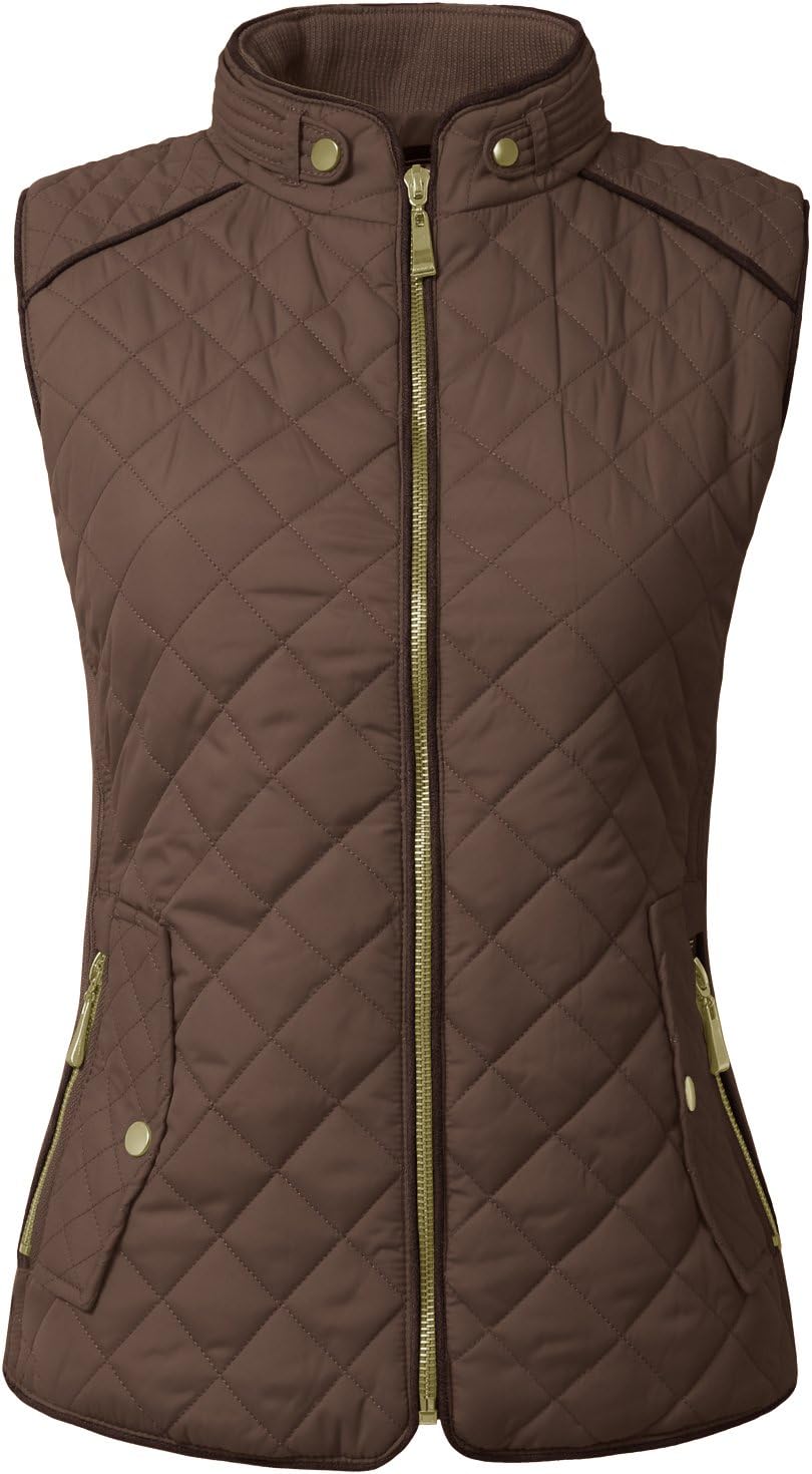 Womens Lightweight Quilted Padding Zip Up Vest Gilet(S-3XL)
