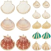 HOBBIESAY Natural Shell Pendants Scallop Pendants Dyed Beach Seashells Charms Ocean Sea Animal Pendant Charms for Jewelry Making