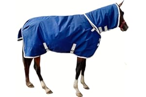 NIUGRECF Oxford 1200D Waterproof Warm-Keep Horse Turnout Blanket with Detachable Neck Cover, Heavy Weight Winter Turnout, Rain Sheet (135CM)