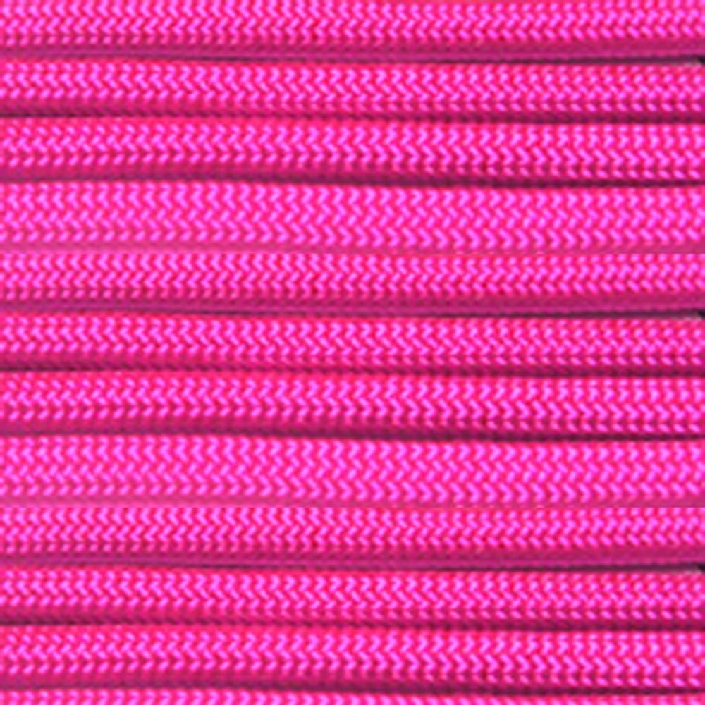PARACORD PLANET 10, 20, 25, 50, 300 feet and 250, 1000 foot parachute coils, 550 cord type III, 7 strands paracord (neon pink, 7 feet)