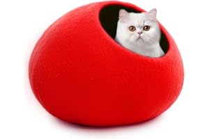 Woolygon Premium Wool Cat Cave Bed - Felt Cat Cave Handmade from 100% Merino Wool, Eco-Friendly Felt Cat Bed for Indoor Cats and Kittens