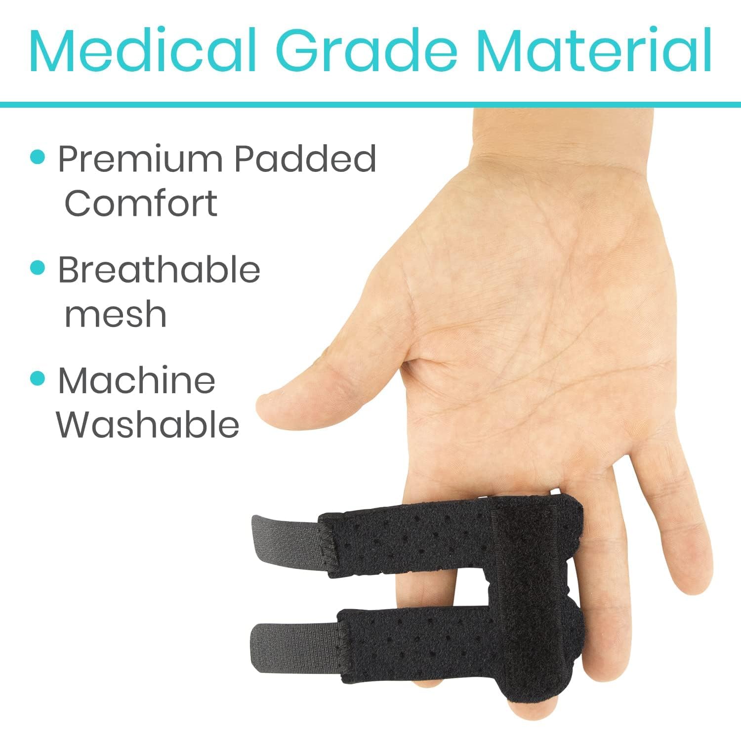 Vive Finger Splint (2 Pack) - Universal Finger Straightener - Broken and Trigger Finger Splints - Finger Brace for Arthritis pain and Support - Sprain Relief for Middle, Index, Ring, Pinky Fingers (Black)