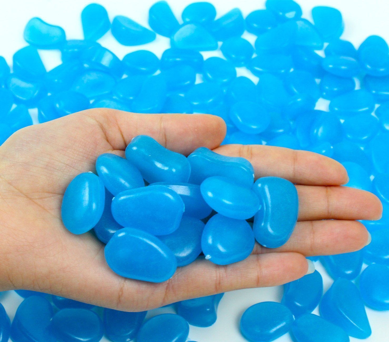 Photo 1 of 4.8Lbs 1100Pcs Glow in The Dark Stones Pebbles Blue Glow Rocks