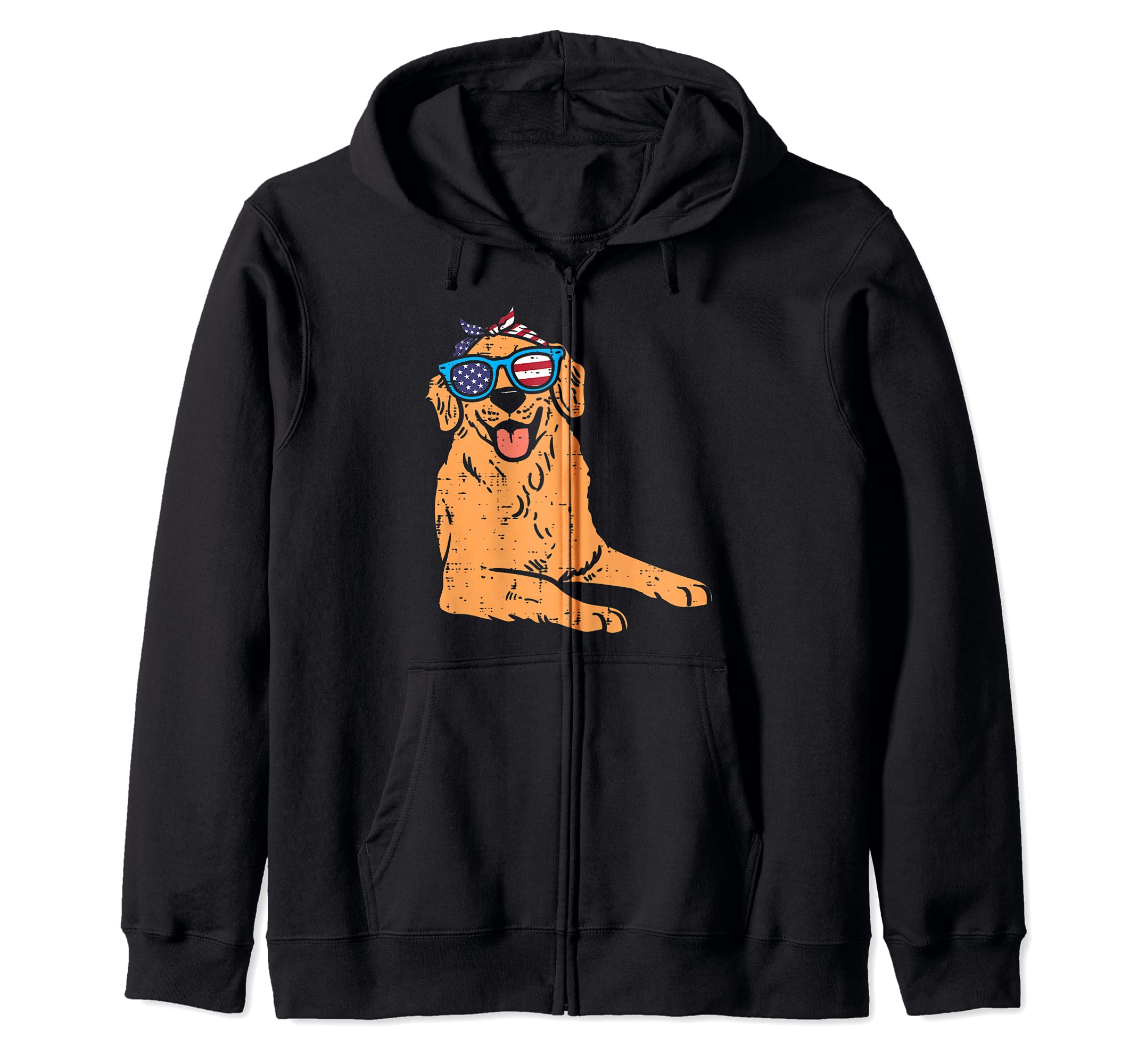 Bandana Golden Retriever American USA 4th Of July Fourth Dog Zip Hoodie