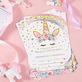 WERNNSAI Magic Unicorn Party Invitations with Envelopes 20 Cards 12.5x18 cm view 2
