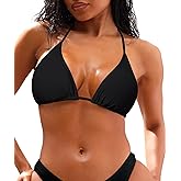 Coloquin Women Triangle Bikini Top Halter String Brazilian Bikini Bathing Suit Tops Tie Swimsuit Tops only