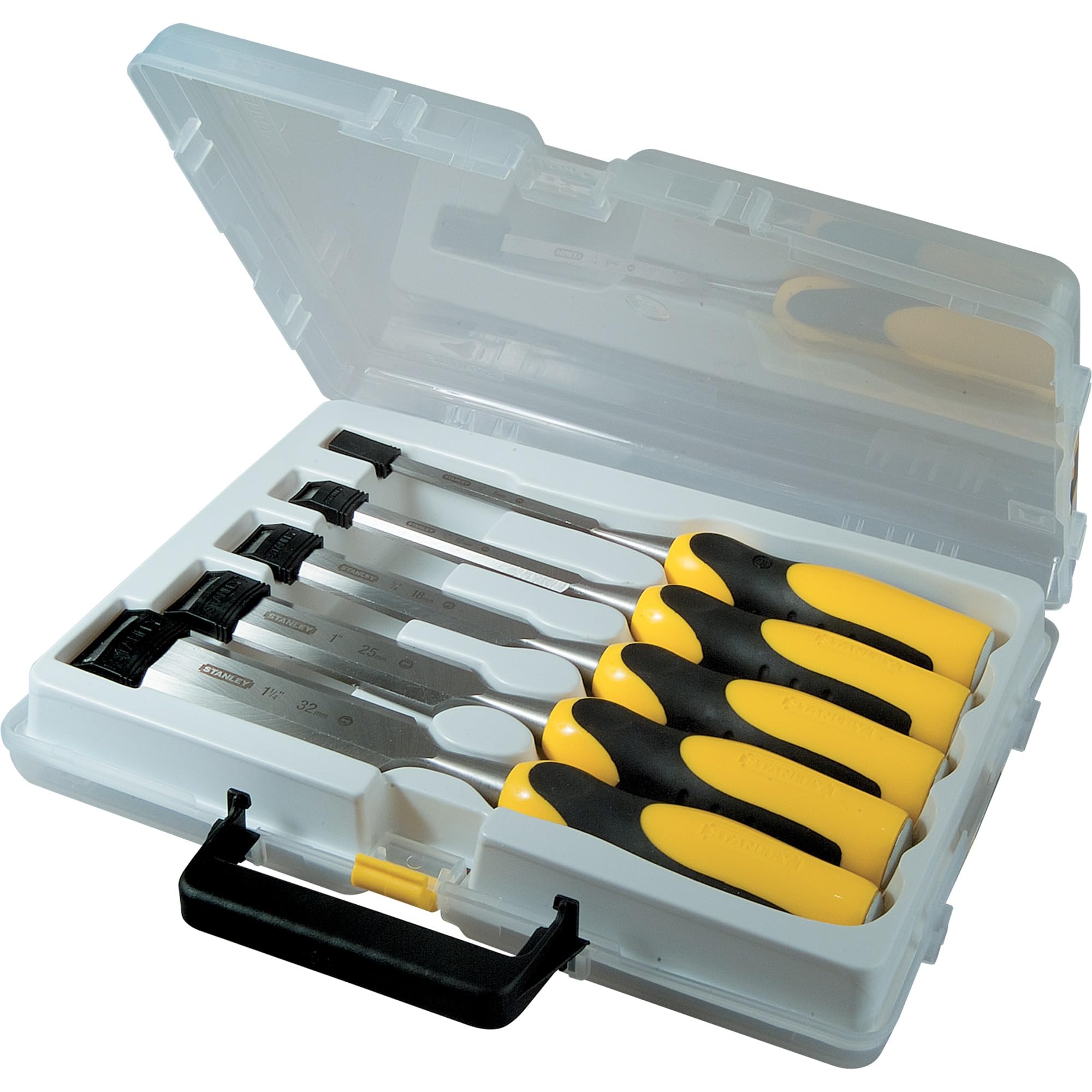 STANLEY 5 Piece Dynagrip Chisel and Strike Cap Set includes 6, 12, 18, 25, 32mm, 2-16-0885