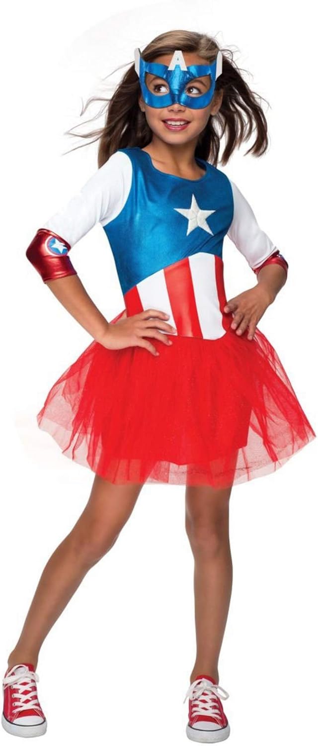 Rubie's Costume Co Superhero Tutu Dress Child Costume Captain America (Red) - Large