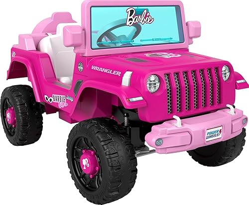 Power Wheels Barbie Jeep Wrangler Toddler Ride-On Toy with Driving