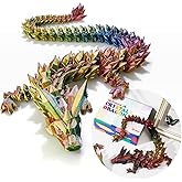 Dak Haan 24" Large 3D Printed Dragon,Flexible Articulated Crystal Dragon Fidget Toy,Cool Big Dragon Toy,Huge 3D Printed Dragon Gift for Girls Boys Kids Age 3-5 4-7 8-12 Years Old