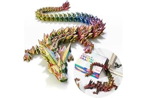 Dak Haan 30 ”Large 3D Dragon,Flexible Articulated Dragon,Crystal Dragon Toy, 3D Printed Gift for Festival ，Home Decoration, Executive Desk Decorations(Gold red Blue)