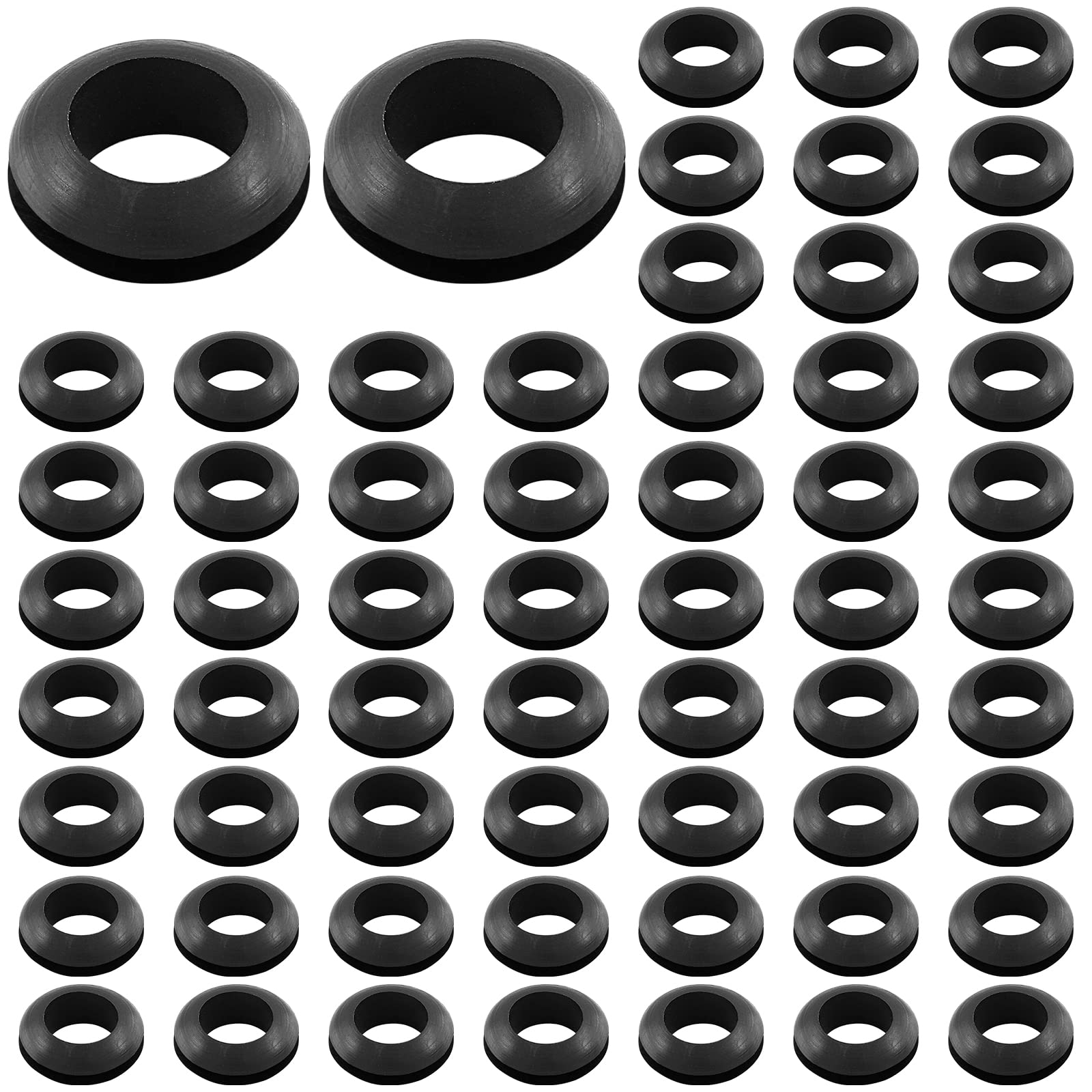 Photo 1 of Bonsicoky 60 Pcs 1/2" Rubber Grommets, Black Rubber Hole Grommet for Wires, Firewall, Cables, Cords, Automotive
