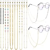 Frienda 6 Pcs Glasses Chain for Women Beaded Eyeglass Strap | Eyeglasses Chain Holder Around Neck, Anti-slip Loops, Beaded Gold Designs, Keeps Readers Specs Secure Accessible