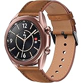Meliya Leather Band for Samsung Galaxy Watch 3 Bands 41mm Women Men, 20mm Adjustable Soft Leather Replacement Band for Galaxy Watch 3 Bands 41mm