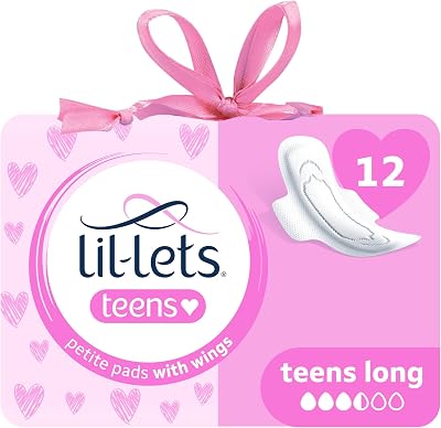 Lil-Lets Teens Long Pads with Wings 12 Count Unscented Medium Flow