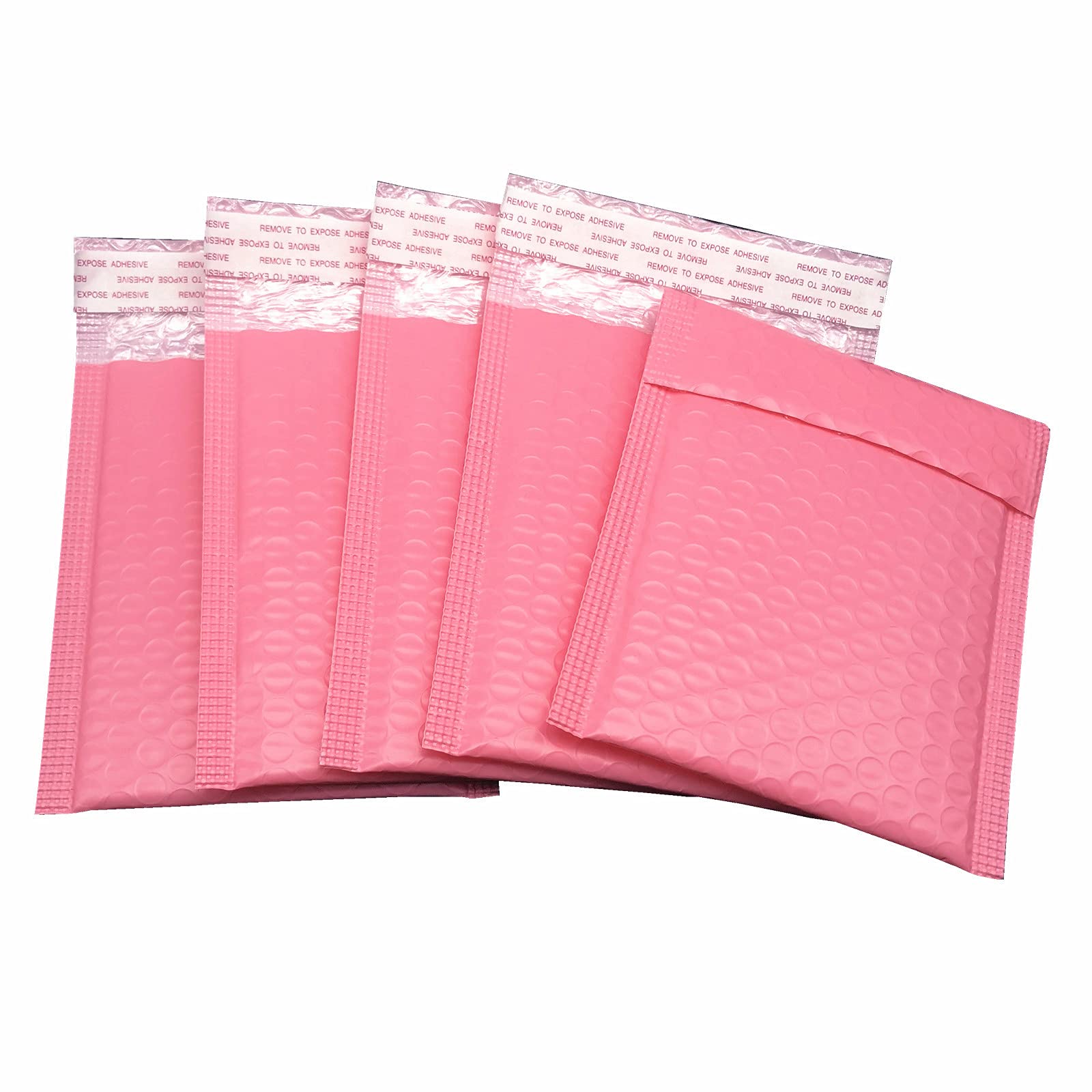 Photo 1 of 3.5x5 Inch Pink Poly Bubble Mailers Small Padded Envelopes Self-Sealing Shipping Bags 50 Pack