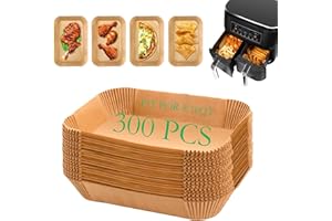 EPLTFCH 300 PCS Air Fryer Liners Disposable, 8.1 * 5.1 inch Air Fryer Paper Fit 2-Basket 8-10QT Ninja Dual, Food Grade Baking Paper for Ninja DZ201,DZ401,DZ550,SL401