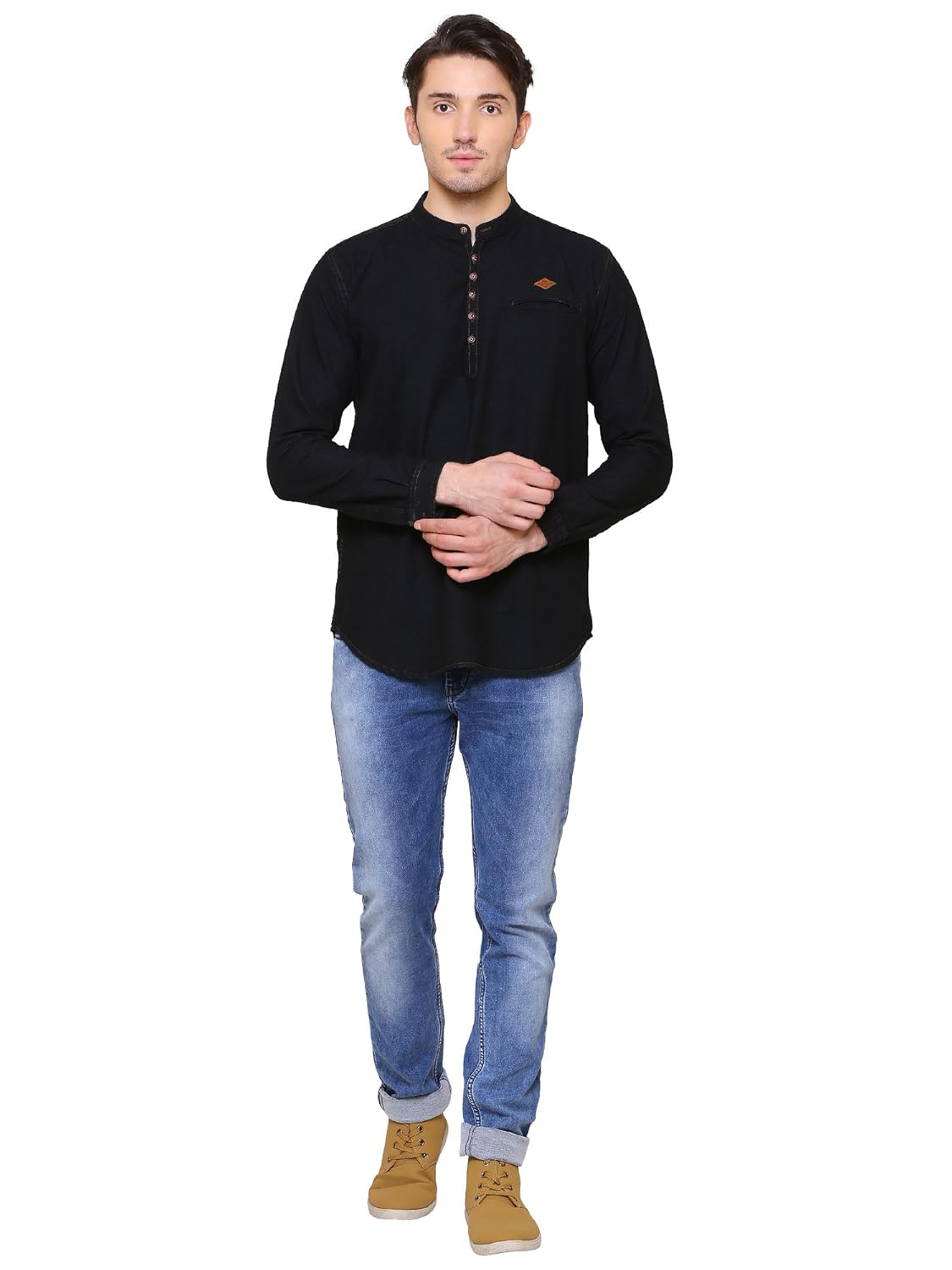 kuons avenue men's denim kurta
