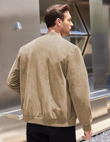 COOFANDY Men's Varsity Baseball Jacket Causal Slim Fit Suede