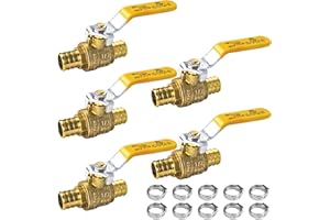 AB 1/2 Inch X 1/2 Inch PEX Ball Valve, Full Port Water Stop Shut Off, Water Shut Off Valve(5 Pack), UPC Certified