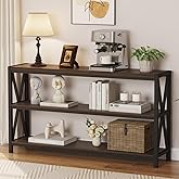 FATORRI Console Table for Entryway, Modern Entry Table with 3 Tier Shelves, Couch Tables Behind Sofa for Living Room (55 Inch, Dark Walnut)