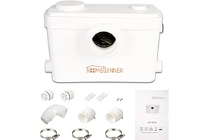 HOMEWINNER Macerator Pump 600W Toilet Upflush Sewage Grinder Pump System up to 30 ft for Basement Full Bathroom and Off-Grid RV Home Toilets Shower Laundry Sink Sewer Sump Pumps Waste Water Disposal Marine House