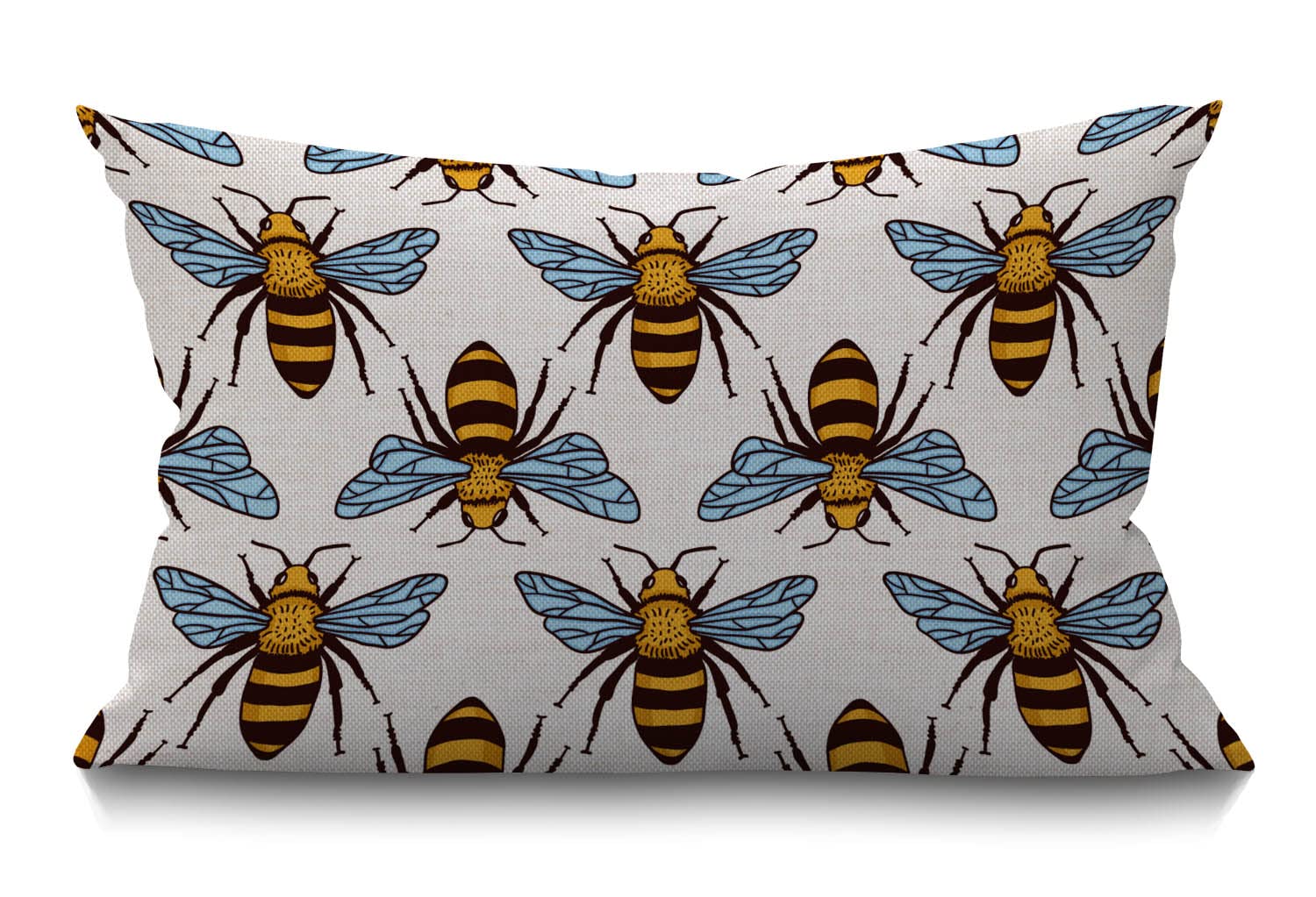 BGBDEIA Bees Cushion Cover,Decorative Throw Pillow Cover Honey Bee Pillow Cases Cotton Linen Home Living Room Decorative Throw Pillow Cases Pillow Cover 12x20 Inch Rectangle Waist 30 x 50 cm