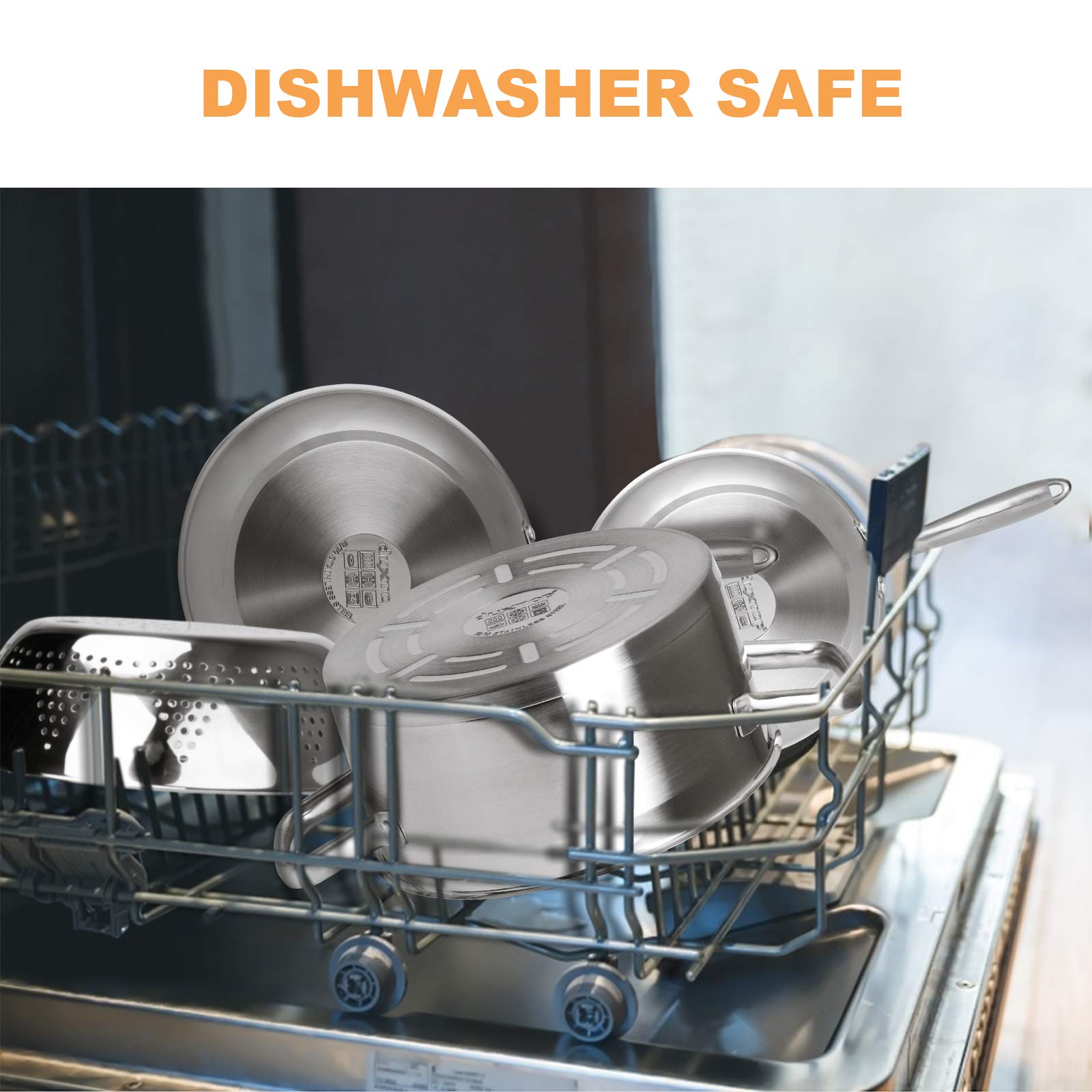 Duxtop Professional Stainless Steel Pots and Pans Set, 18-Piece Induction Cookware Set, Saucepan with Pour Spout and Strainer Lid, Impact-Bonded Technology