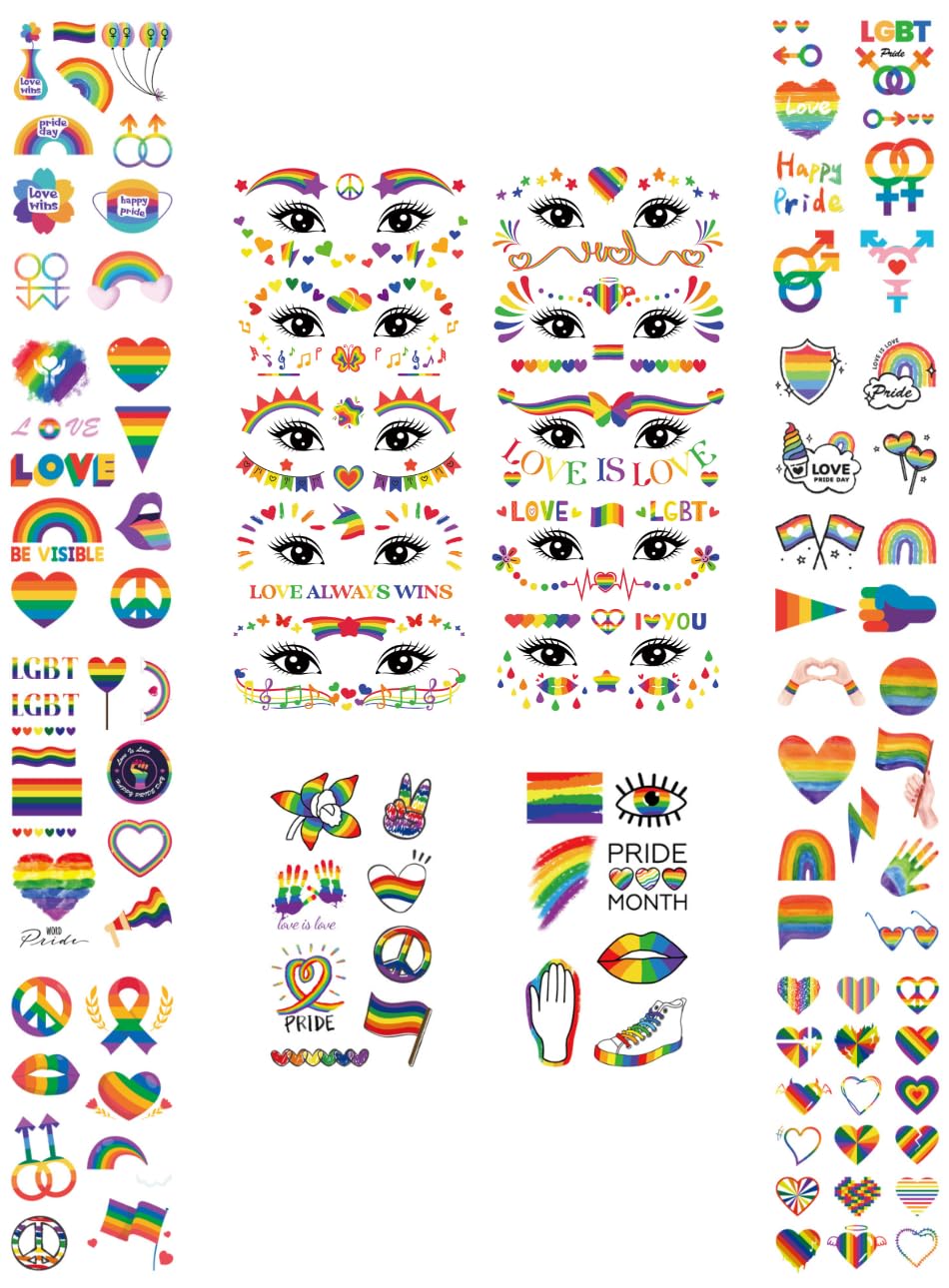 20 sheets of temporary tattoos designed for women and girls. The colourful rainbow designs are perfect for LGBTQ Gay Pride Month celebrations, parties, and events.