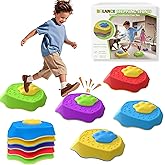 HTWELL Kids Stepping Stones with Sound,Durable Non-Slip Balance,Sensory Stepping Stones,Obstacle Course Indoor Outdoor for Toddler, Toy Gifts for Age 3+(5pcs)