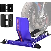 GRAND PITSTOP Universal Wheel Chock for Motorcycle Stand for Trailer Completely Adjustable Detachable Foldable Wheel Chock (Blue)