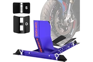 GRAND PITSTOP Universal Wheel Chock for Motorcycle Stand for Trailer Completely Adjustable Detachable Foldable Wheel Chock (Blue)