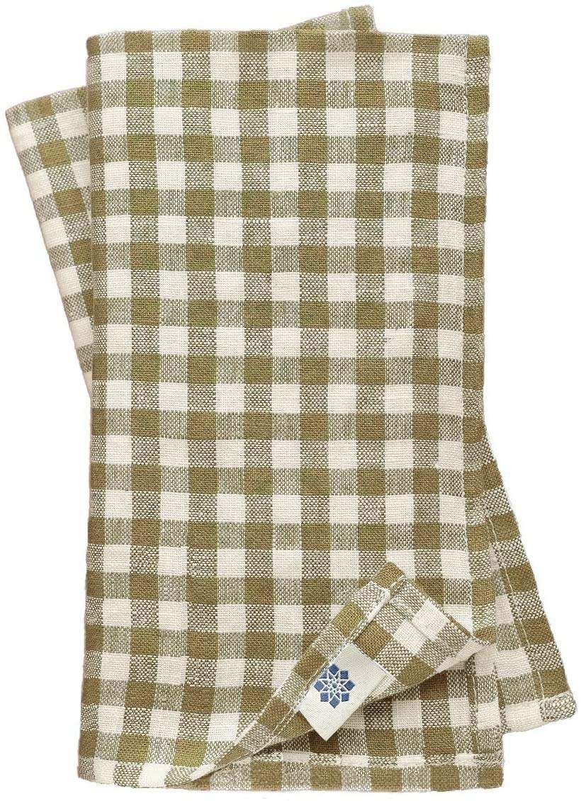 Linen & Cotton Gingham Napkins Set of 4 Estella - 100% Linen, White Beige (43 x 43 cm) Rustic Checked Country Style Serviettes Cloth for Home Cottage Kitchen Dinner Table Restaurant Cafe Spring Easter