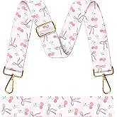 DACUOE Purse Strap Replacement Crossbody 1.5" Wide Bag Strap, Adjustable Shoulder Straps for Women Handbags Pink Cute Bowties