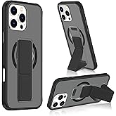yowtrey Magnetic Case for iPhone 16 Pro Max, Military Grade Shockproof, Slim Translucent Matte Black Case with Stand Hand Strap, Compatible with MagSafe, Wireless Charging