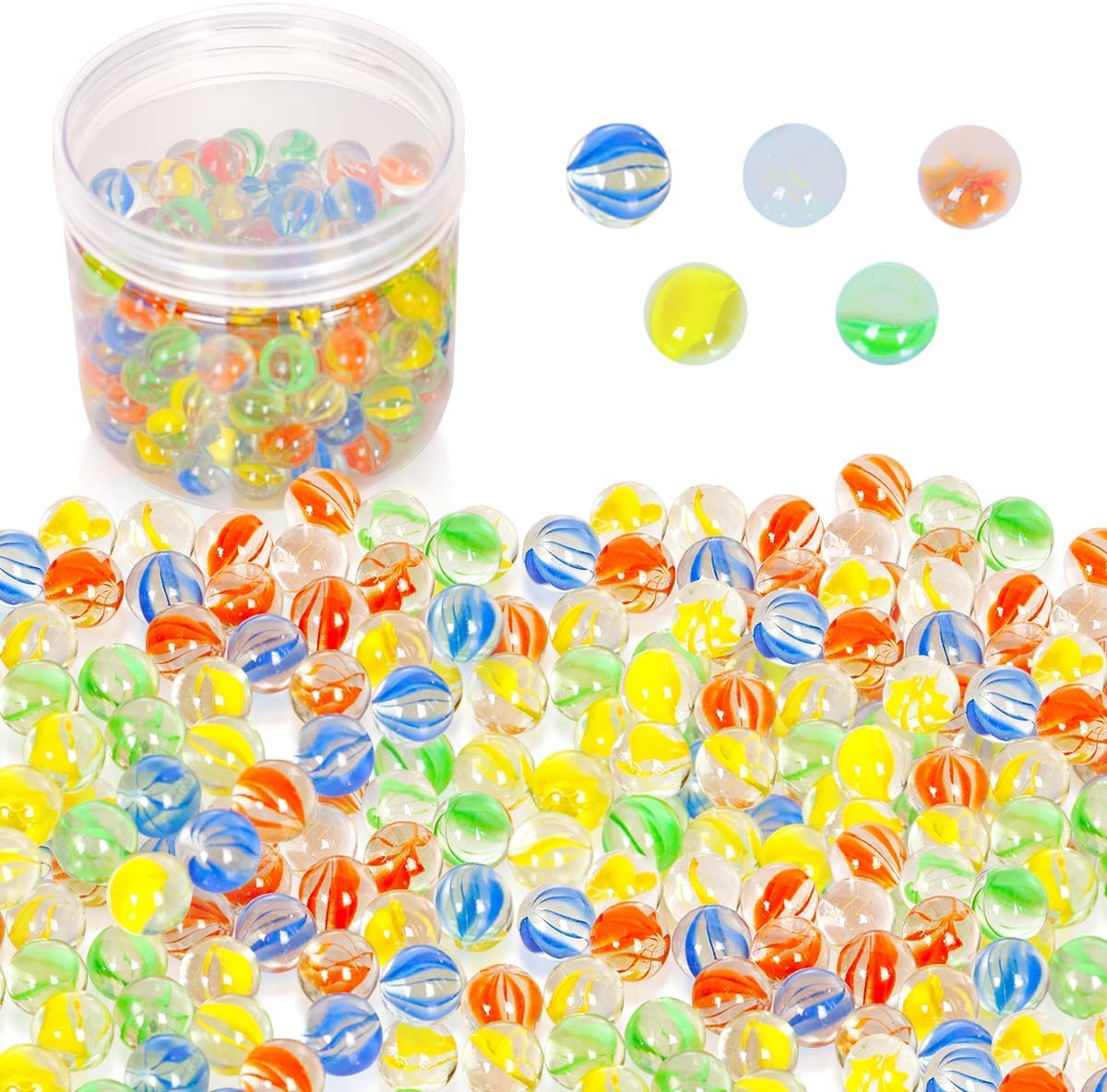 Powerking 200pcs Glass Beads Colorful Cat Eyes Glass Beads for Kids Toys/Games/Games/Fish/Plant Decoration