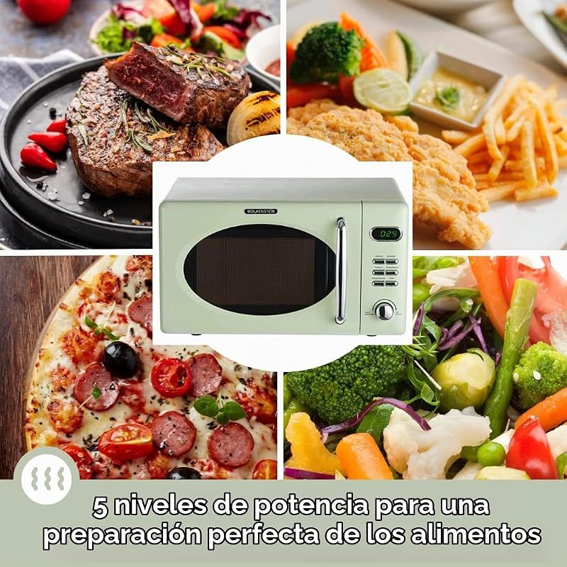 WMW720 I 700 W micro-ondas retro I 20 L espaço de cozinha I5 níveis de potência I 8 programas de cozinha, função de descongelação, carcaça metálica — foto 3 de 6