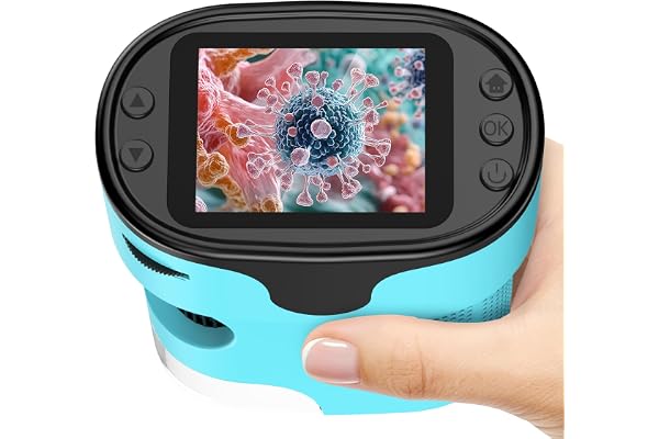1000X Pocket Microscope for Kids - 4K 2.0" Screen, Digital Mini Scope with Slides Kit, Rechargeable Lab Handheld Portable Mic