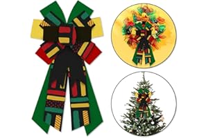 HEUREPPY 1 PCS Large Juneteenth Wreath Bow Burlap June 19th Freedom Day Bow for Wreaths, Africa American Independence Day Tree Topper Bow for Black History Month Home Indoor Outdoor Wreath Decoration Supplies