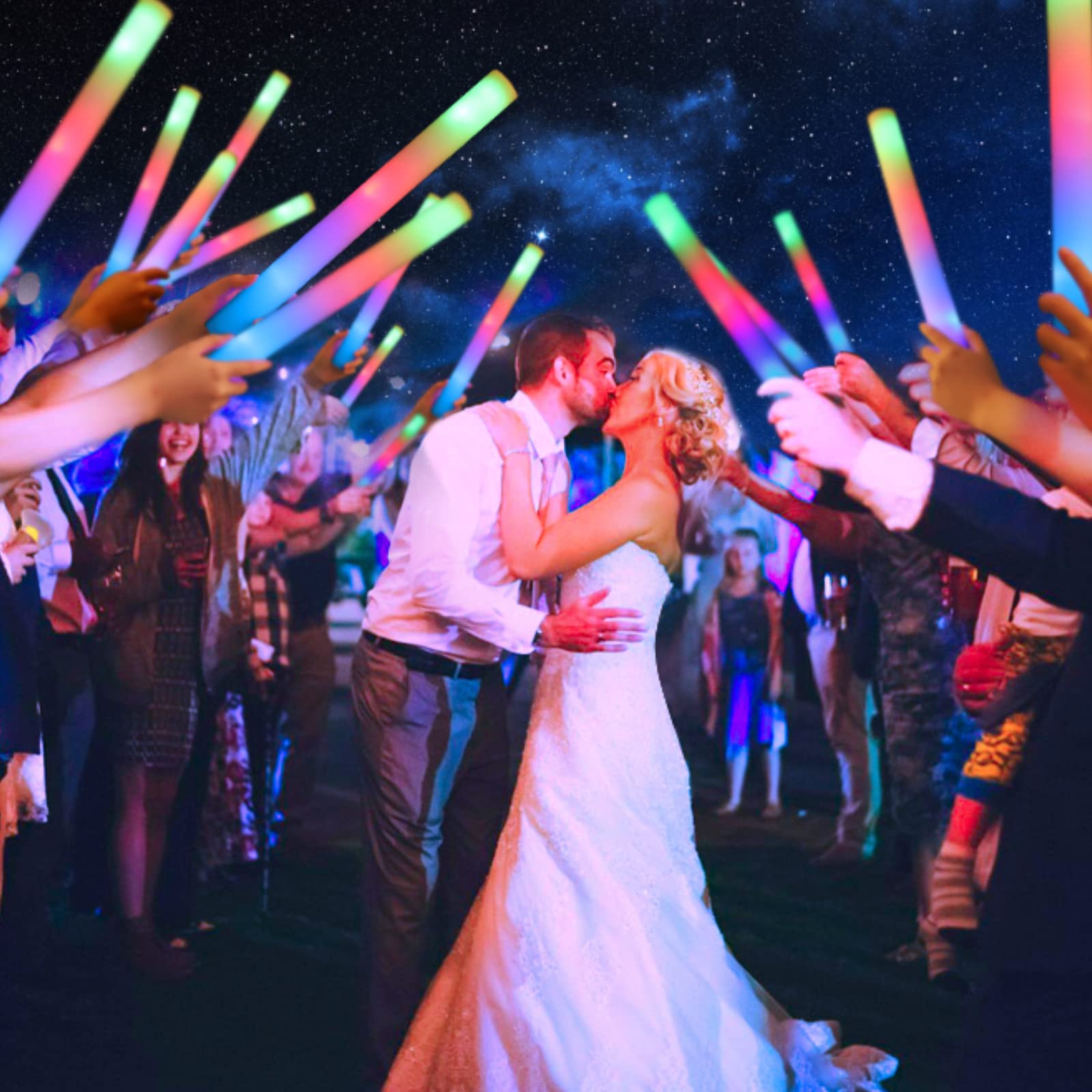 HONLYNE 44 PCS Foam Glow Sticks with 3 Modes Colorful Flashing, Foam Light Up Sticks, LED Light Sticks, Glow Sticks Party Pack for New Year, Wedding, Raves, Concert, Christmas