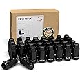 Wheel Accessories Parts 32 Pcs 1/2"-20 Thread Bulge Acorn 1.90" Long Lug Nuts Black Chrome 3/4" 19mm Hex Fits Dodge D200 D250 D350 Chevy C20 C30 K20 K30