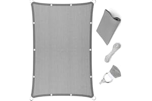 Eden's Decor Straight Flat Edge Sun Shade Sail with Grommets, Pergola Shade Cover Outdoo Sun Shade, Patio Shade, Deck Shade(Grey, 7' X 12')