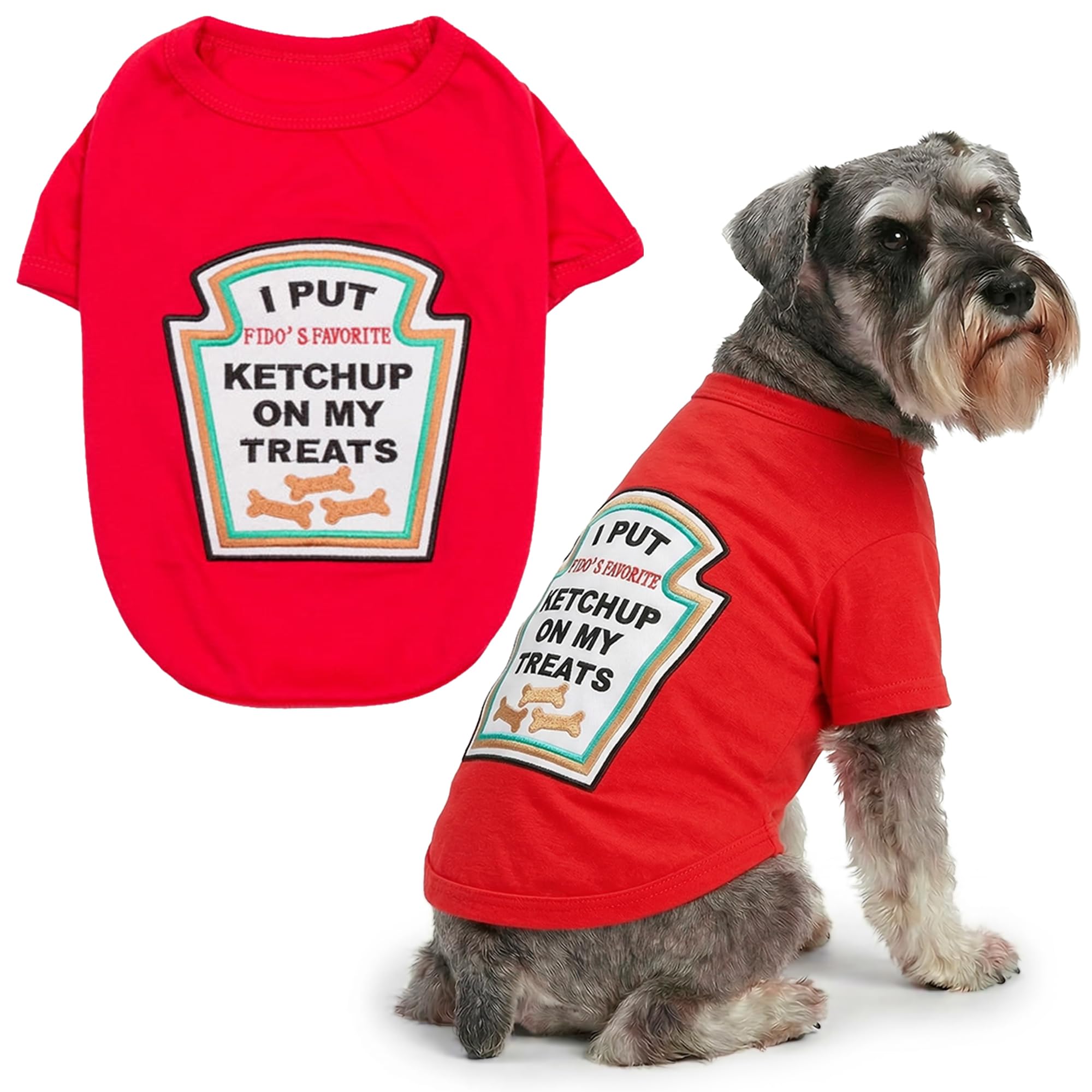 Parisian Pet - Funny Dog Cat Pet Costumes, Shirt Outfits for Halloween - Police, Prisoner, Ketchup, Mustard, Doctor, Firefighter, Sailor, Pirate (Ketchup Licker, 2XL)