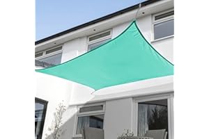 KANAGAWA Sun Shade Sail 12'x16' Turquoise Rectangle UV Block Canopy Awning Shelter Fabric Cloth Screen for Outdoor Patio Garden Backyard
